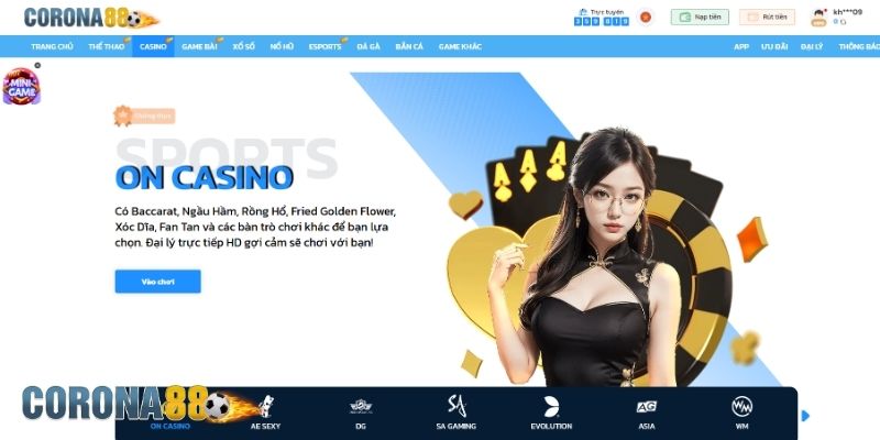 Cá cược casino trực tuyến tại Corona88