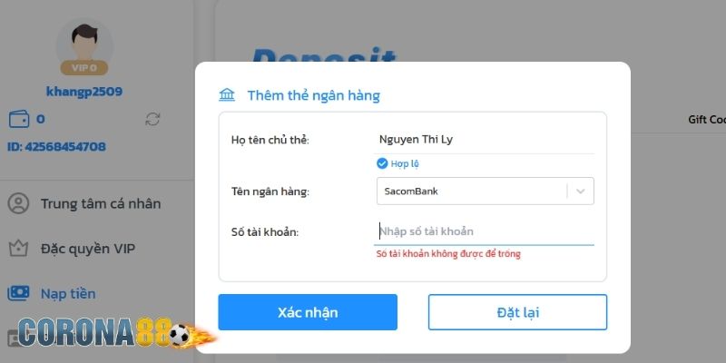 Cách nạp tiền Corona88 cho bet thủ