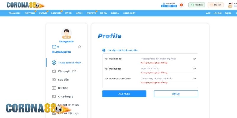 Lưu ý khi tạo tài khoản Corona88